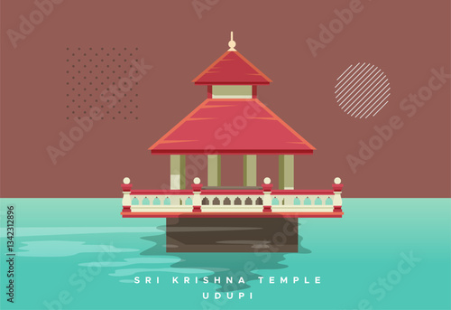 Sri Krishna Temple Udupi - Stock Illustration