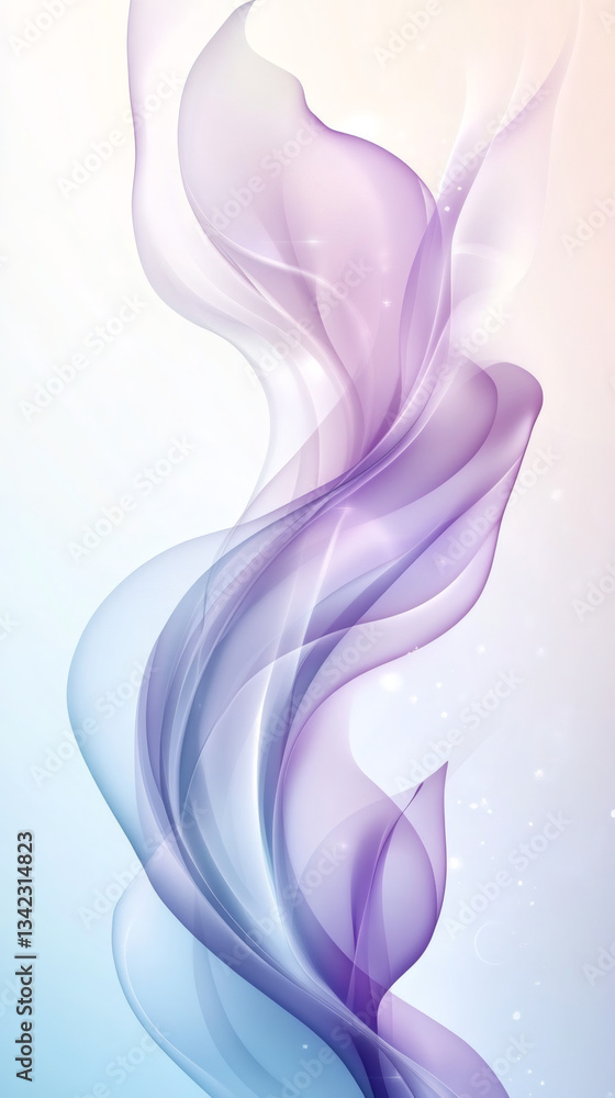 Fototapeta premium Purple and blue waves forming a stunning abstract design with a gradient background, adding elegance to any project