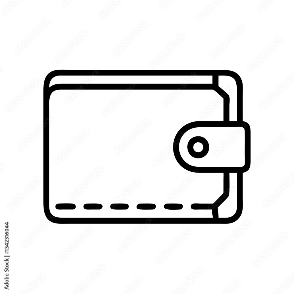 a simple outline drawing of a wallet, vector icon illustration a simple outline drawing of a wallet, vector icon illustration