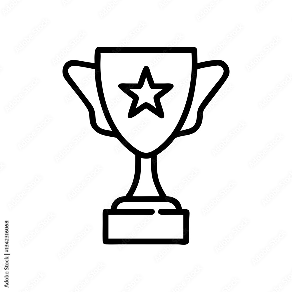 a simple line art vector icon illustration of a trophy with a star on it. It's a symbol of achievement success and winning. a simple line art vector icon illustration of a trophy with a star on it. It's a symbol of achievement success and winning.