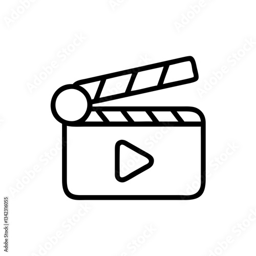 a modern vector icon illustration of a clapperboard with play symbol