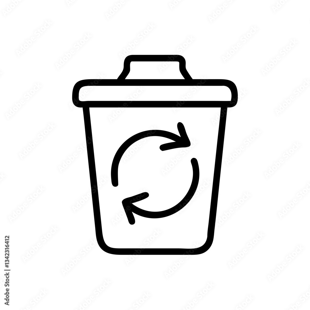 a recycle bin icon with circular arrows, emphasizing the concept of recycling and environmental sustainability, vector illustration a recycle bin icon with circular arrows, emphasizing the concept of recycling and environmental sustainability, vector illustration