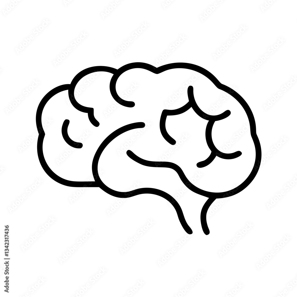a brain outline illustration, representing intellect, mind and thoughts a brain outline illustration, representing intellect, mind and thoughts