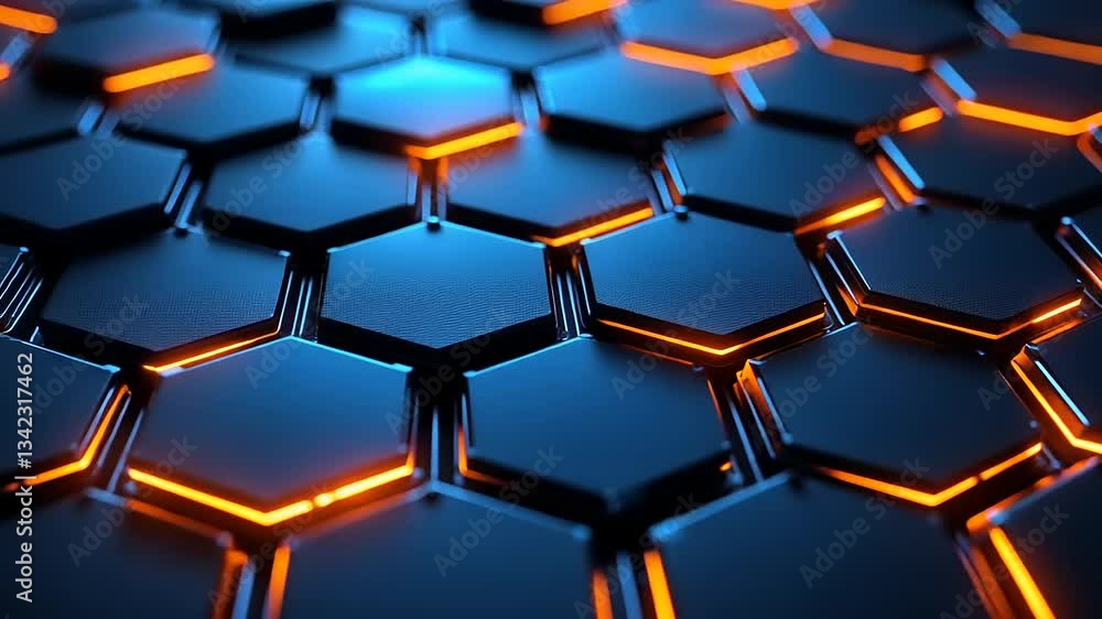 Futuristic hexagonal pattern with glowing edges creating a dynamic visual effect in a tech-themed background Futuristic hexagonal pattern with glowing edges creating a dynamic visual effect in a tech-themed background