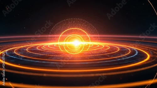 Vibrant cosmic sun emitting radiant energy waves in a dark space setting, symbolizing power