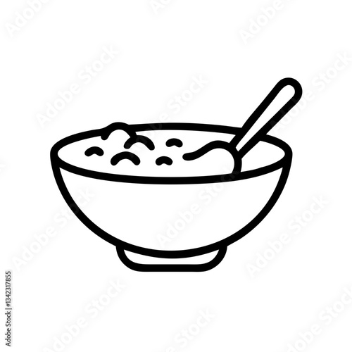 a bowl of cereal with a spoon. Simple illustration