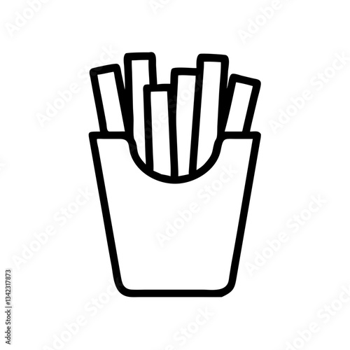 a simple black line drawing of a box of french fries, perfect for various designs vector icon illustration