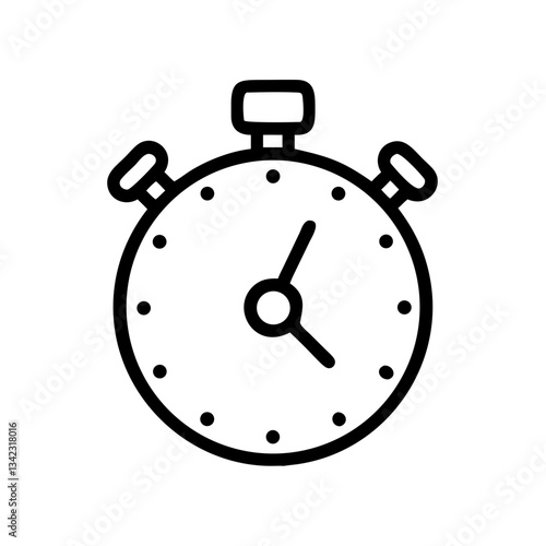 a stopwatch, black and white, is on the clock vector icon illustration