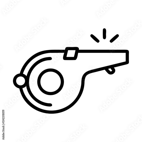 a black and white whistle illustration, often used in sports and signaling vector icon illustration