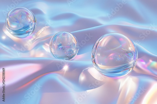 Wallpaper Mural Colorful dispersion of chromatic glass spheres on soft fabric surface in gentle lighting Torontodigital.ca