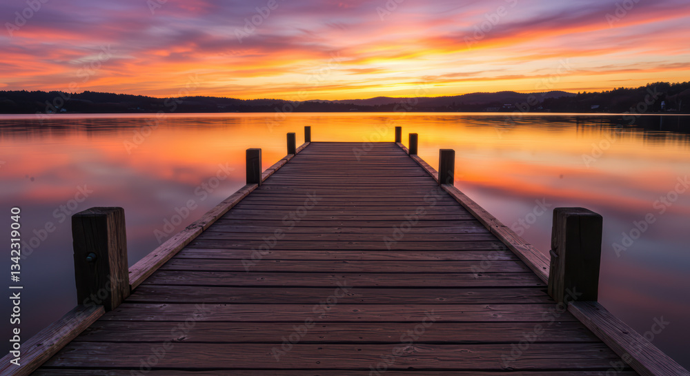 Serene Waterfront Sunset Reflection: Captivating Evening Landscape with Pastel Skies and Tranquil Lake Scenery Serene Waterfront Sunset Reflection: Captivating Evening Landscape with Pastel Skies and Tranquil Lake Scenery