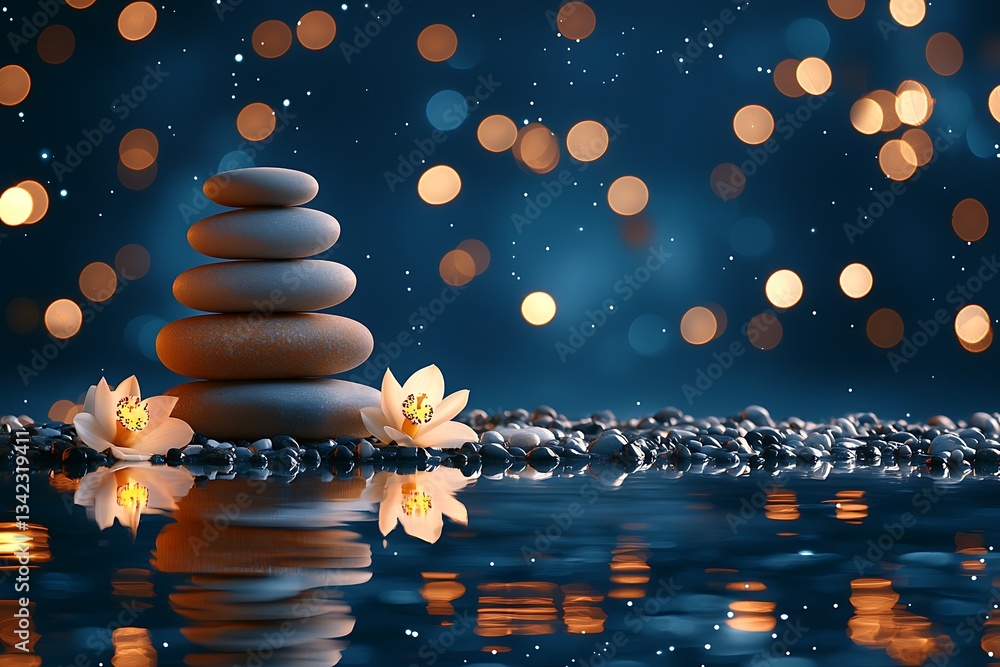 Obraz premium Serene Stones for Night Reflection.