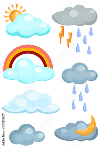 A set of icons illustrating different kinds of weather and clouds