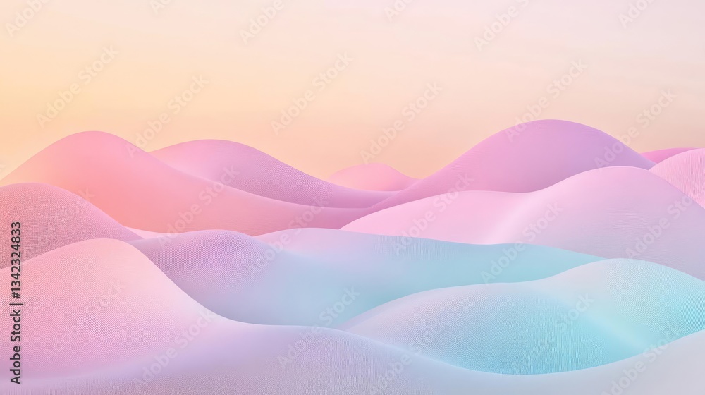 Fototapeta premium Abstract Soft Waves in Pastel Colors Creating a Dreamy Landscape with Gradient Hues