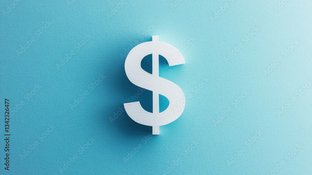White dollar sign symbol on a bright blue background showcasing finance and economic themes in a minimalist style for modern design applications White dollar sign symbol on a bright blue background showcasing finance and economic themes in a minimalist style for modern design applications