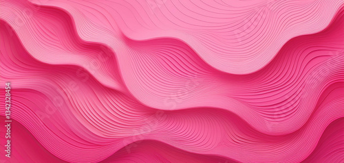 Pink abstract paper carved background. Paper art style of nature concept design. Background, abstract pink wallpaper background, abstract smooth waves pattern background.