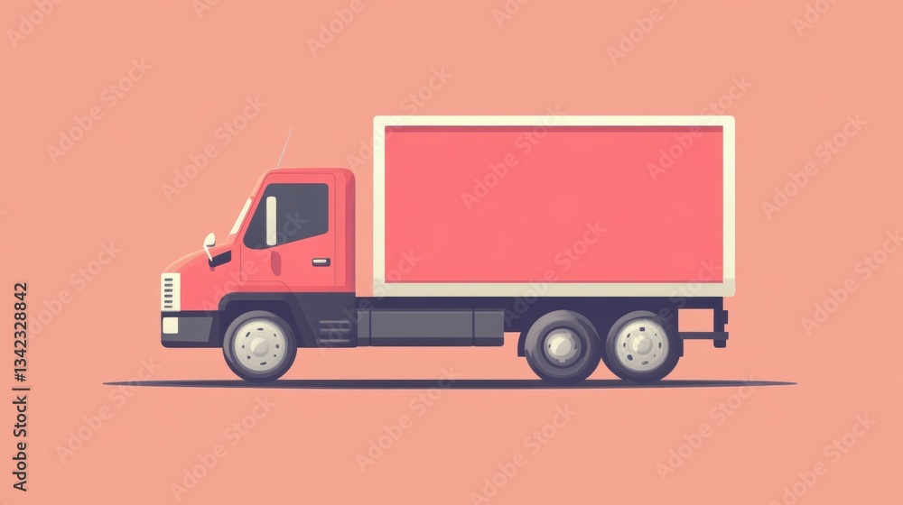 Bright Red Delivery Truck on Simple Background with a Modern Design for Transportation, Logistics, and Vehicle Concept Illustrations Bright Red Delivery Truck on Simple Background with a Modern Design for Transportation, Logistics, and Vehicle Concept Illustrations