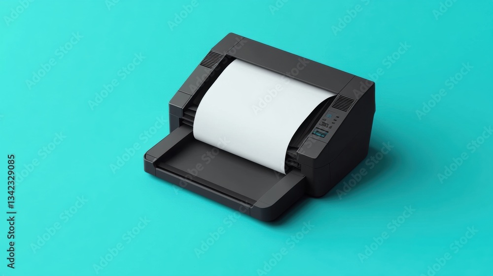 Modern Document Scanner on a Vibrant Teal Background, Ideal for Office Use, Digital Workflow Solutions and Easy Document Management Tasks Modern Document Scanner on a Vibrant Teal Background, Ideal for Office Use, Digital Workflow Solutions and Easy Document Management Tasks