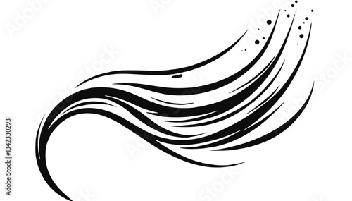 Abstract black hair design with flowing lines