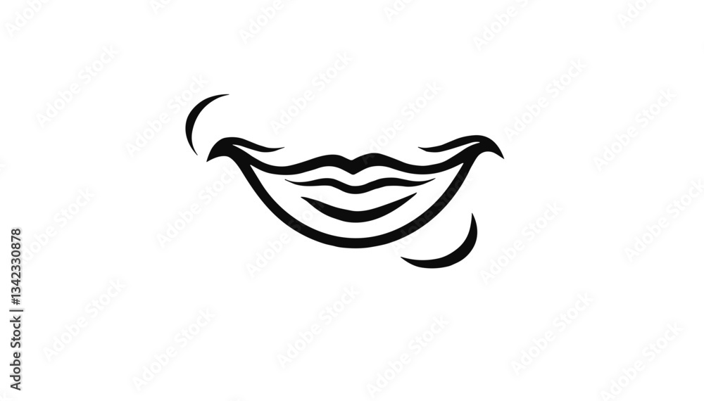 Fototapeta premium Smiling lips graphic on white background