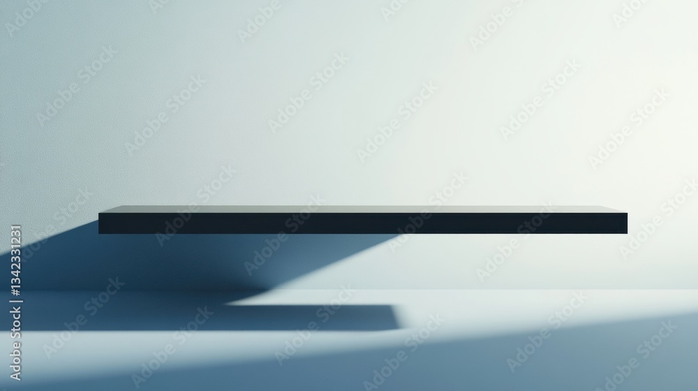 Minimalist black floating shelf against a soft light background creating an elegant and modern interior design showcase for contemporary spaces Minimalist black floating shelf against a soft light background creating an elegant and modern interior design showcase for contemporary spaces
