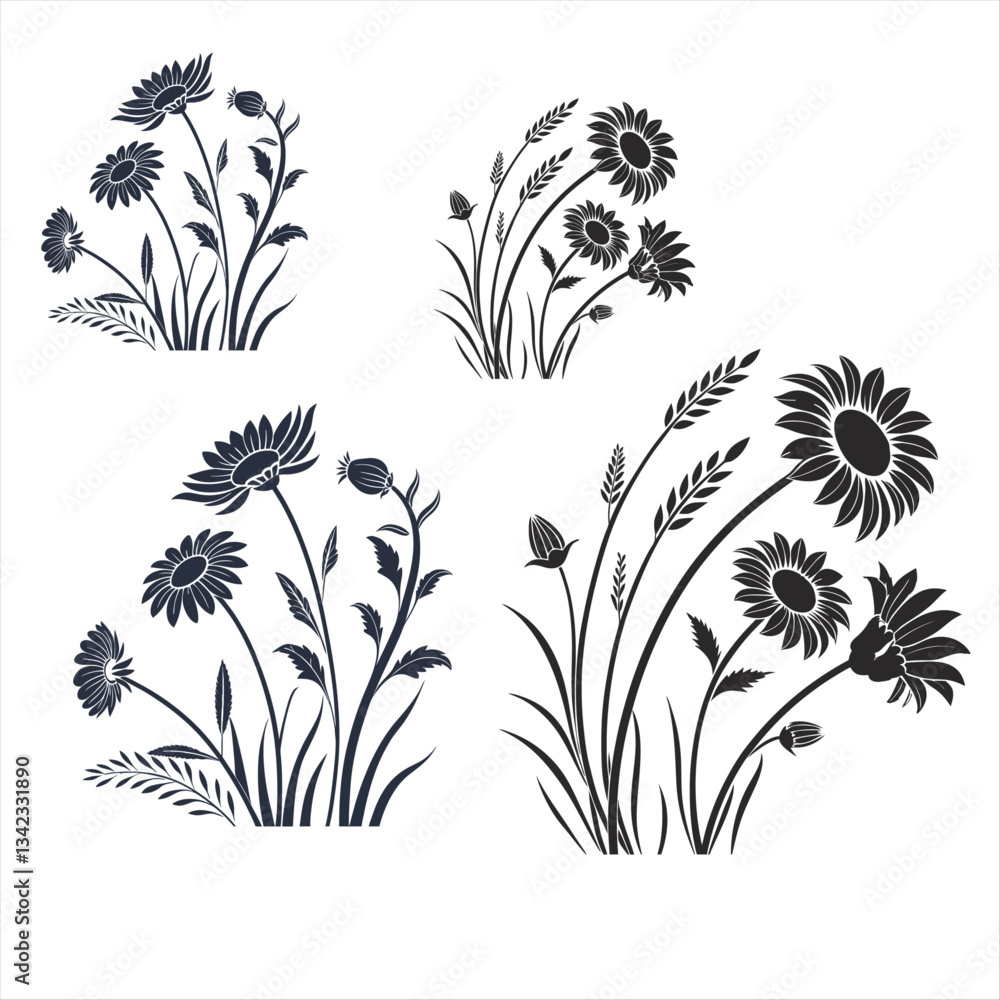 SUNFLOWER SILHOUETTE SET SUNFLOWER SILHOUETTE SET