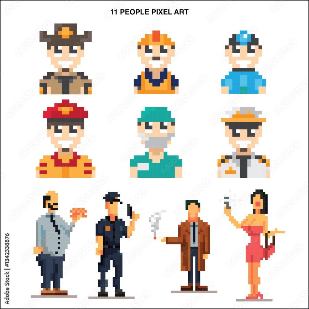 Fototapeta premium people pixel art silhouette symbol icons vector design
