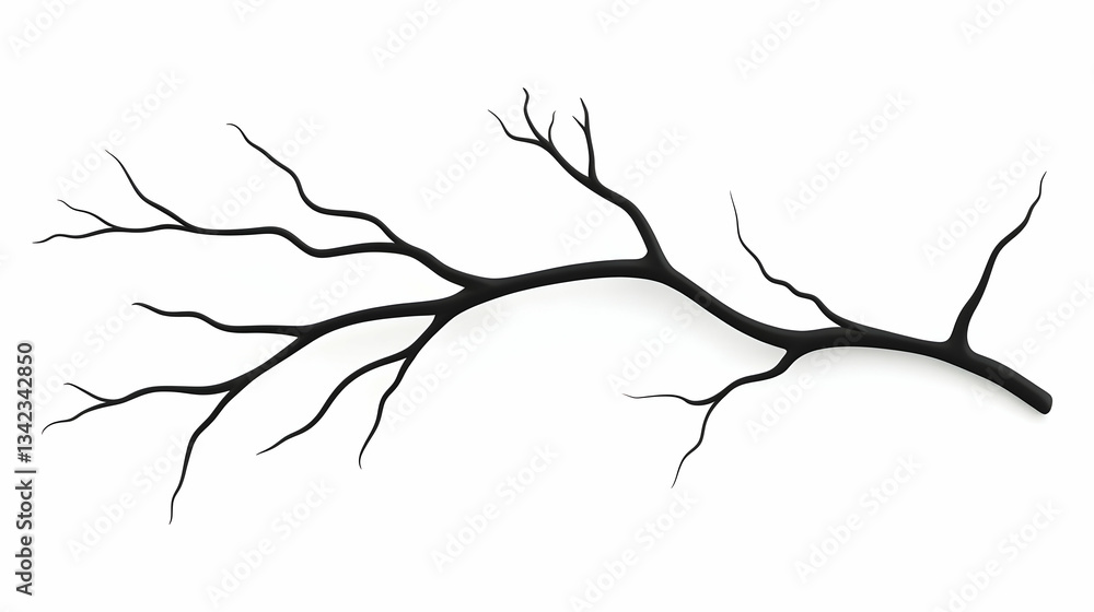 Fototapeta premium Bare tree branch isolated on white background, perfect for design elements