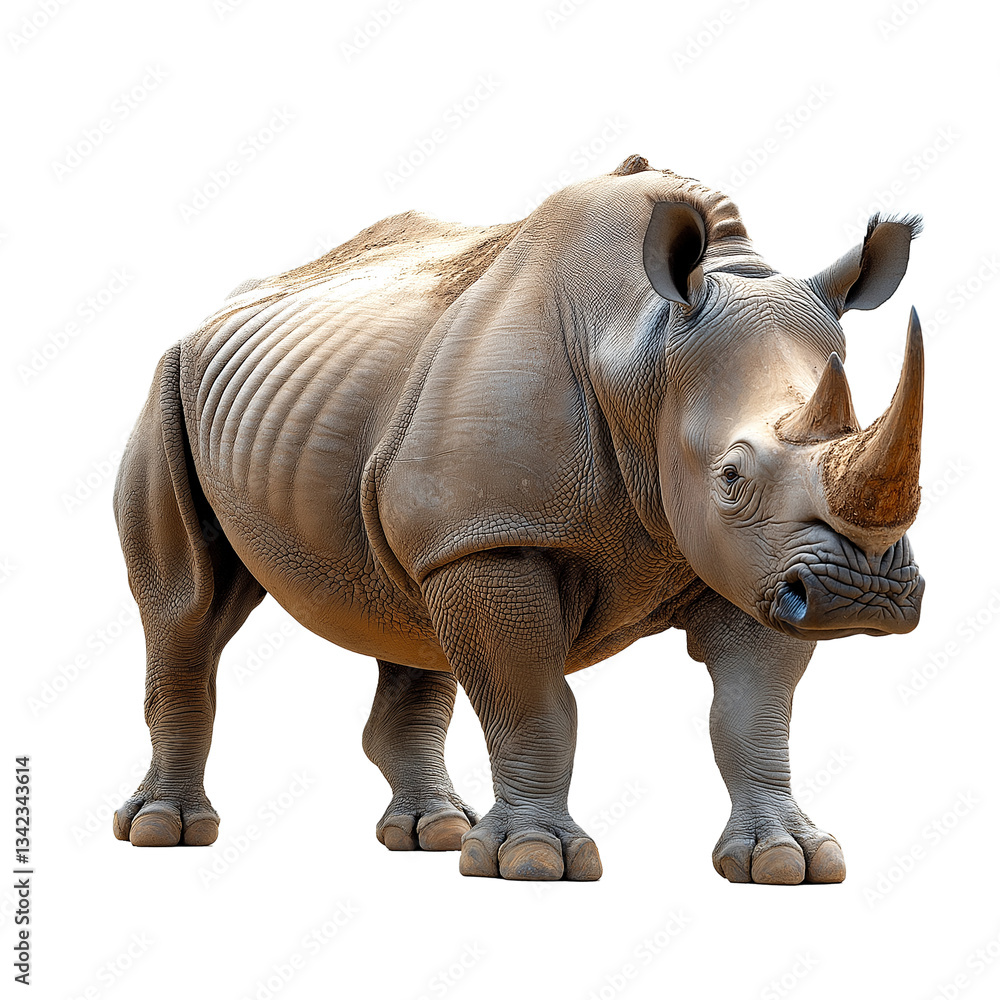 Obraz premium Rhinoceros Sondaicus isolated on Transparent, white background