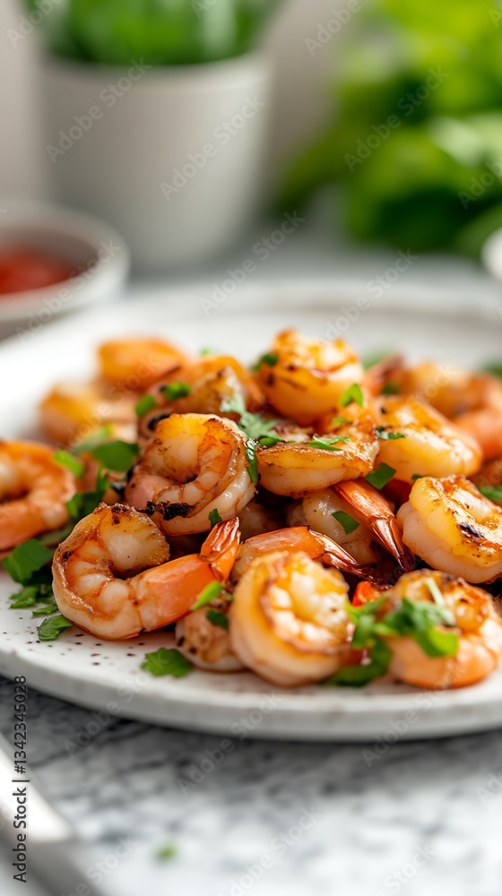 Savory Shrimp Dish on Plate. Savory Shrimp Dish on Plate.