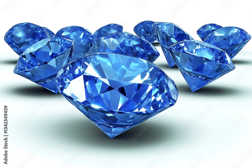 Fototapeta premium Radiant Blue Diamonds Cluster.