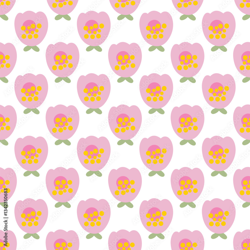 Seamless vector pattern with simple cute floral elements. Seamless vector pattern with simple cute floral elements.