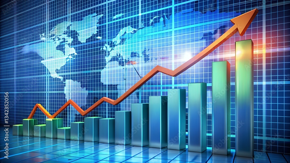 business graph with arrow pointing up business graph with arrow pointing up