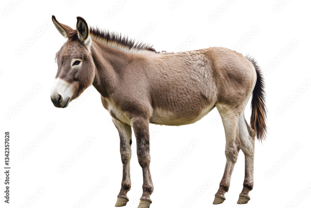 Realistic Donkey Illustration Brown Donkey Standing, Isolated on Black Background Realistic Donkey Illustration Brown Donkey Standing, Isolated on Black Background