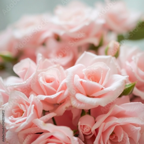 Wallpaper Mural This image features a close-up of soft pink roses, highlighting their delicate petals and creating a romantic and dreamy aesthetic Torontodigital.ca