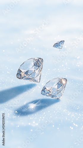 Diamonds Falling for Blue Background.