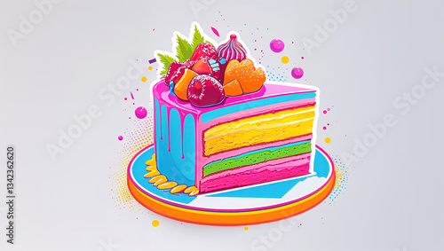 drawn tasty piece of cake, flat design illustration