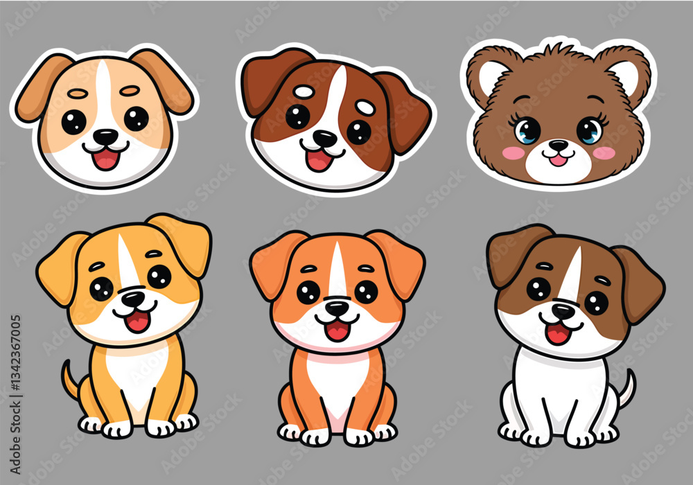 Cute Puppy Face Stickers: Happy Dog Breeds! Adorable Pet Decals for Laptops, Planners Gifts! Cute Puppy Face Stickers: Happy Dog Breeds! Adorable Pet Decals for Laptops, Planners Gifts!