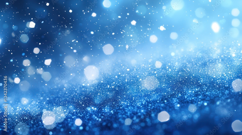 Fototapeta premium Blue glitter bokeh night background