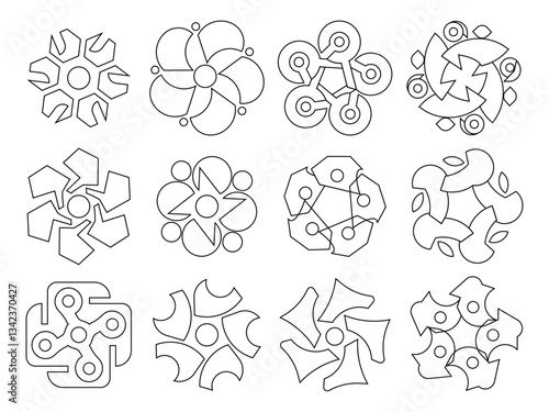 Abstract Geometric Symbol Set – Line Art Design