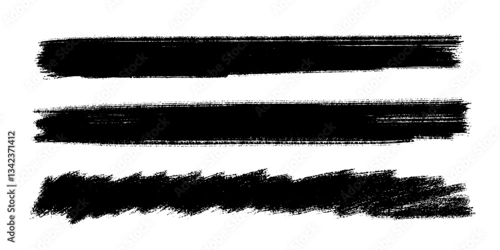 Obraz premium Artistic grungy creative brush stroke set. Vector texture long backgrounds collection. Abstract shapes.