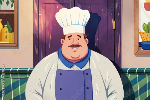 chef with uniform in the kitchen funny portrait