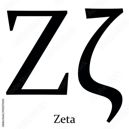 Zeta Greek alphabet symbol Beta vector illustration