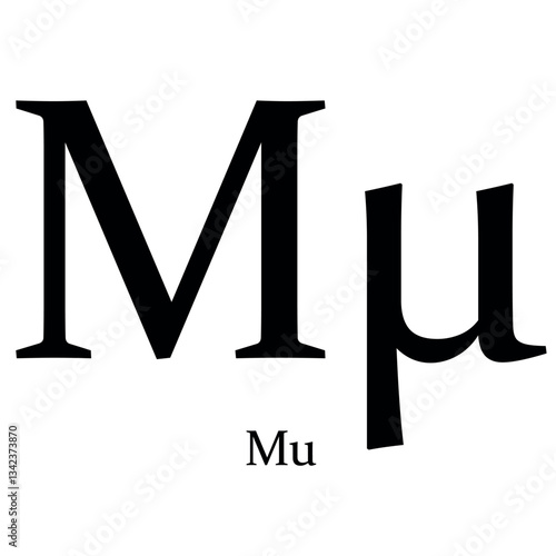 Mu Greek alphabet symbol Beta vector illustration