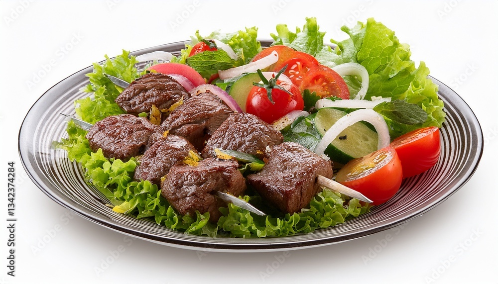 delicious beef kebab recipe grilled meat salad isolated on transparent background delicious beef kebab recipe grilled meat salad isolated on transparent background