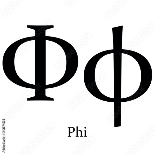 Phi Greek alphabet symbol Beta vector illustration