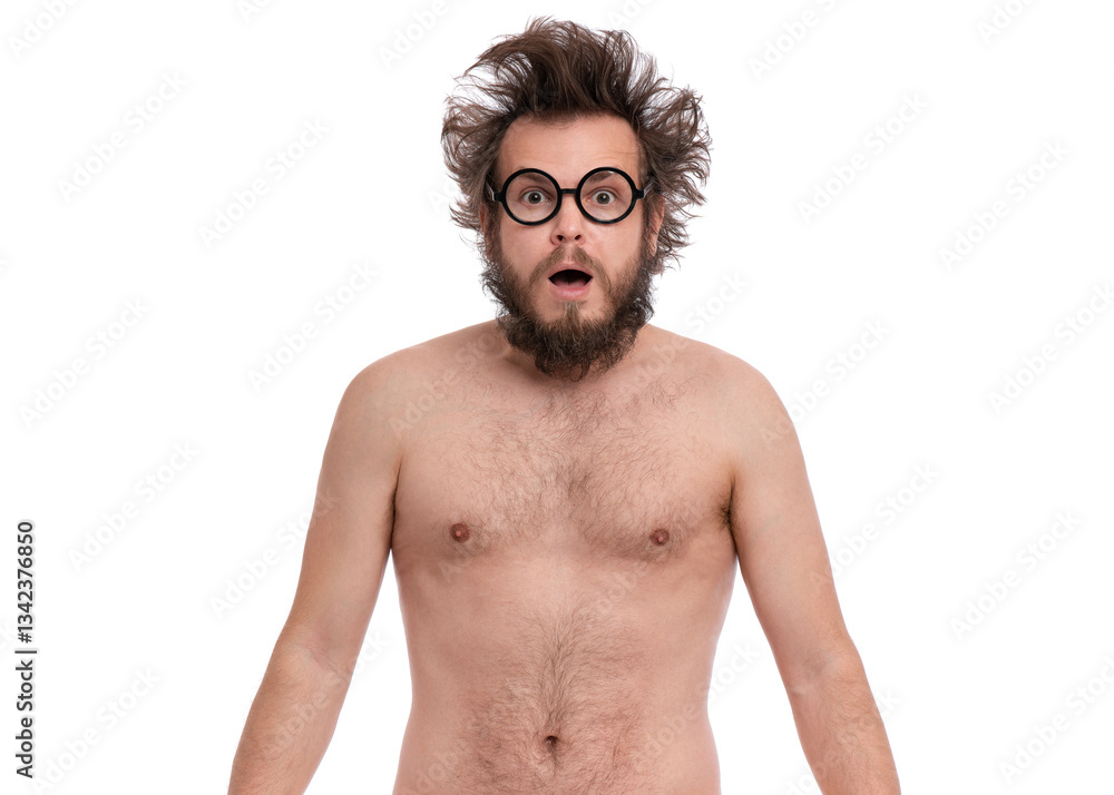 Fototapeta premium Crazy bearded man emotions and signs