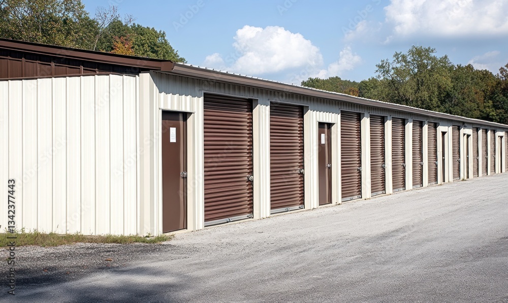 Row of Self Storage Units on a Sunny Day Row of Self Storage Units on a Sunny Day
