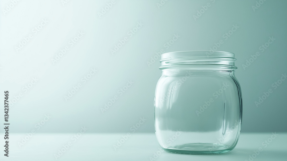 Empty glass jar sitting on a table symbolizes the journey of saving and growing personal finances toward future prosperity and security Empty glass jar sitting on a table symbolizes the journey of saving and growing personal finances toward future prosperity and security