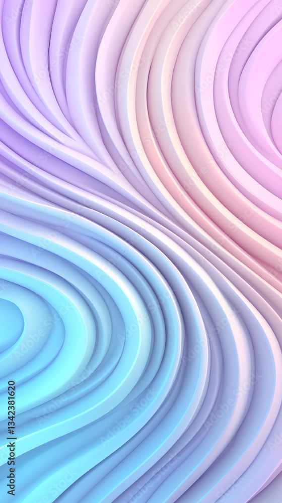 Obraz premium Soft pastel curves flowing dynamically, generating abstract wavy pattern for design backgrounds
